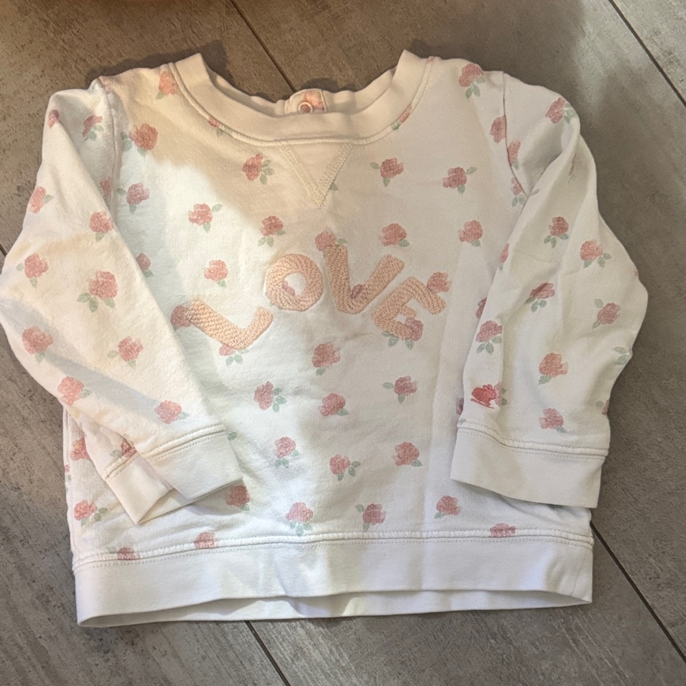 babycottons Floral Love Sweatshirt - White and Pink